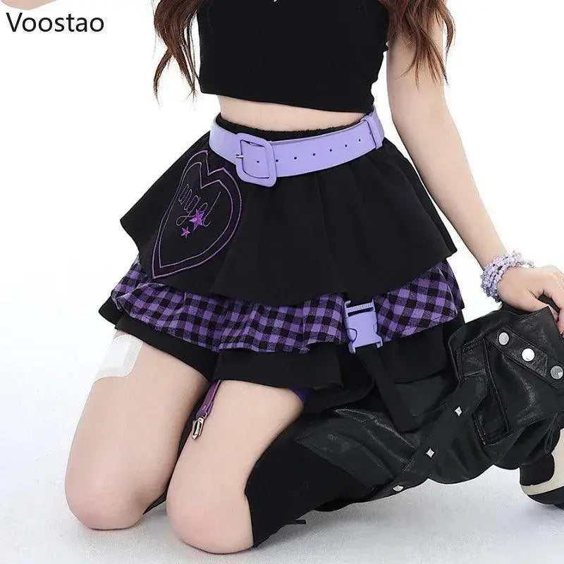 Gothic Punk Lolita Style Cake Skirt Women Sweet High Waist Ruffles Pink Black Y2k Mini Skirts Girls Harajuku Vintage Short Skirt - SS69