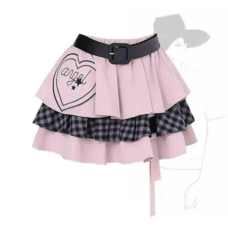 Gothic Punk Lolita Style Cake Skirt Women Sweet High Waist Ruffles Pink Black Y2k Mini Skirts Girls Harajuku Vintage Short Skirt - SS69