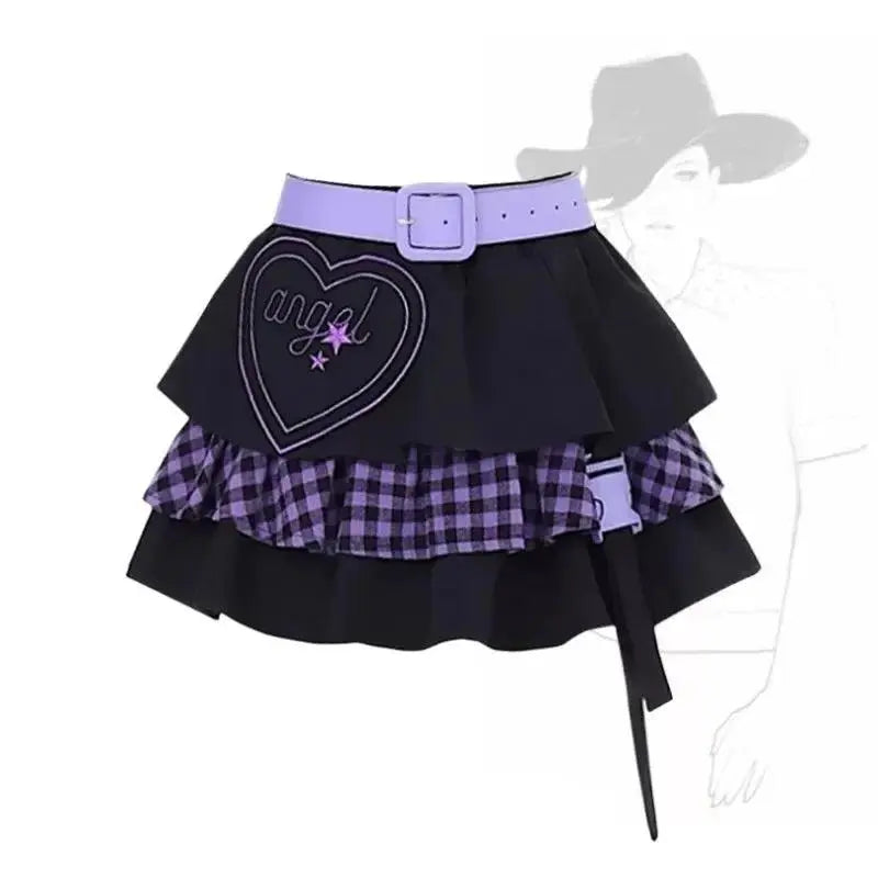 Gothic Punk Lolita Style Cake Skirt Women Sweet High Waist Ruffles Pink Black Y2k Mini Skirts Girls Harajuku Vintage Short Skirt - SS69