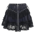 Gothic Skater Punk Vintage High Wasit Skirt Women's Zipper Front Japanese Style Kawaii Black Harajuku Cosplay Mini Skirts - SS69