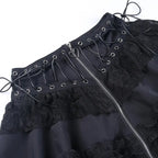 Gothic Skater Punk Vintage High Wasit Skirt Women's Zipper Front Japanese Style Kawaii Black Harajuku Cosplay Mini Skirts SS69