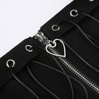 Gothic Skater Punk Vintage High Wasit Skirt Women's Zipper Front Japanese Style Kawaii Black Harajuku Cosplay Mini Skirts SS69
