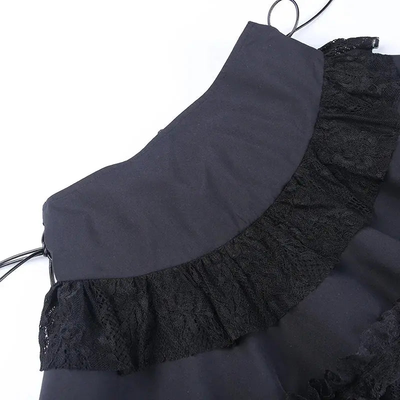 Gothic Skater Punk Vintage High Wasit Skirt Women's Zipper Front Japanese Style Kawaii Black Harajuku Cosplay Mini Skirts SS69