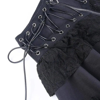 Gothic Skater Punk Vintage High Wasit Skirt Women's Zipper Front Japanese Style Kawaii Black Harajuku Cosplay Mini Skirts SS69
