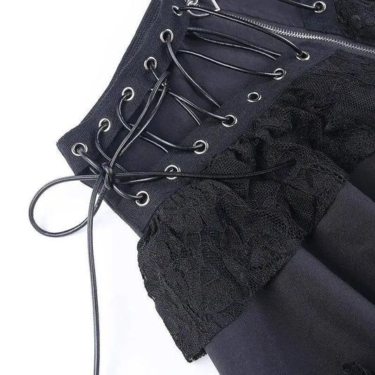 Gothic Skater Punk Vintage High Wasit Skirt Women's Zipper Front Japanese Style Kawaii Black Harajuku Cosplay Mini Skirts SS69