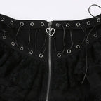 Gothic Skater Punk Vintage High Wasit Skirt Women's Zipper Front Japanese Style Kawaii Black Harajuku Cosplay Mini Skirts SS69