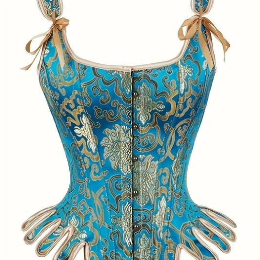 Gothic Steampunk 1780's Style Stays Overbust Corset Top, Elegant Overbust Corset Top For Party & Performance, Women's Clothing SS69