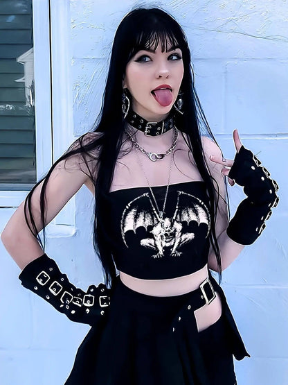 Graphic Print Tube Top, Y2K Summer Sleeveless Top, Women's Clothing - SS69