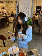 Gray Print T Shirts Women Clothing Long Sleeve Slash Neck Casual Tees Fashion Summer Camisetas Crop Tops Streetwear Sexy Tshirt SS69