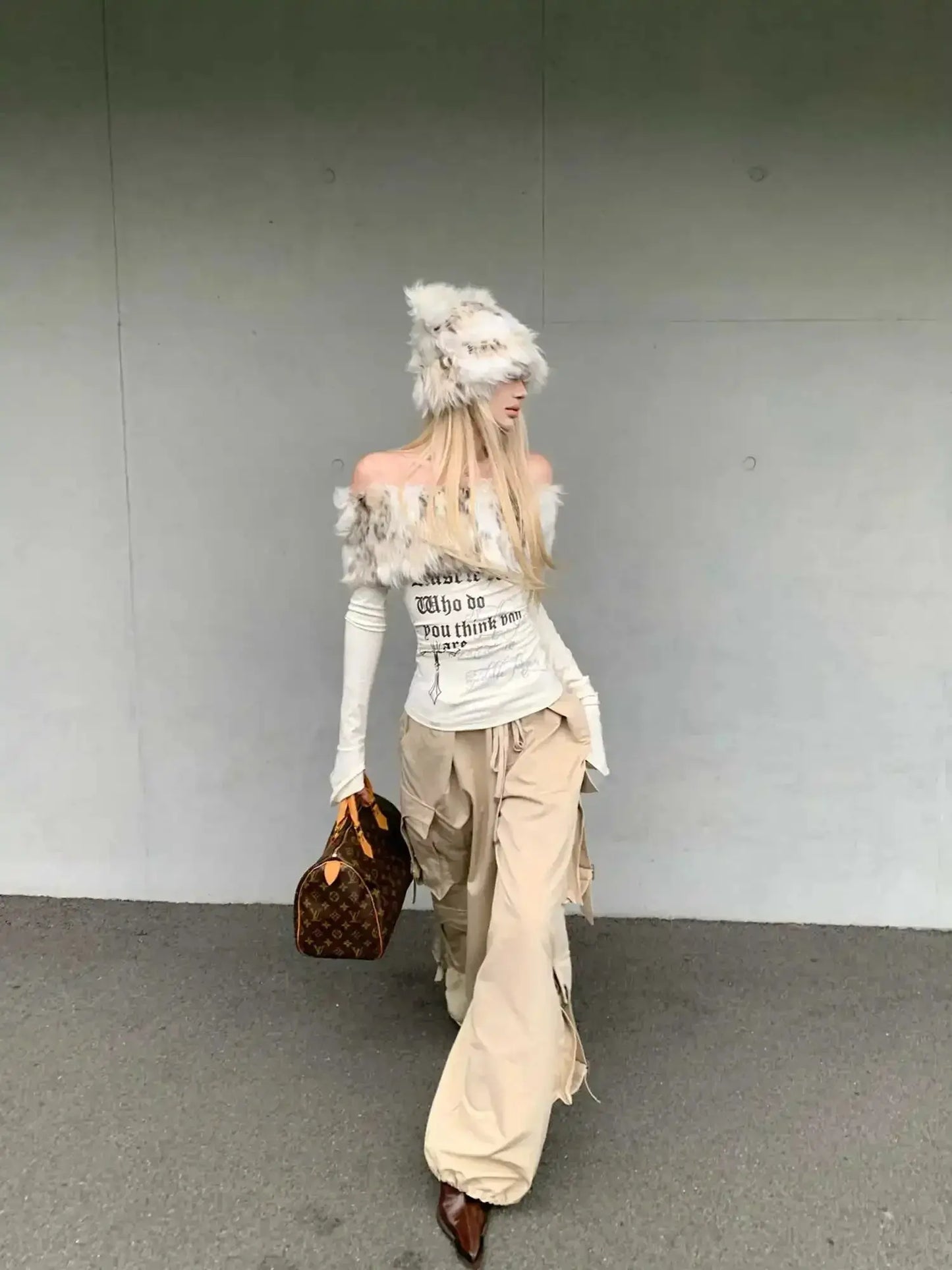 Gyaru Korean Fashion Clothing Autumn and Winter Women's Shoujo Y2k Coquette T-Shirt Slant Neck T-Shirt Long Sleeve Cropped Top SS69