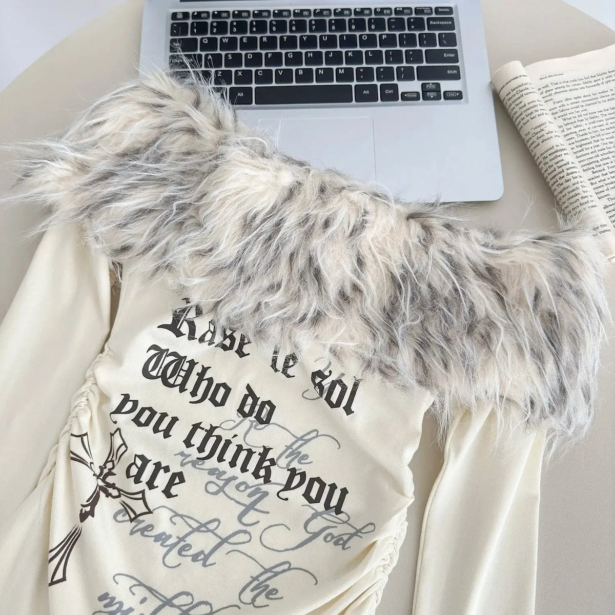 Gyaru Korean Fashion Clothing Autumn and Winter Women's Shoujo Y2k Coquette T-Shirt Slant Neck T-Shirt Long Sleeve Cropped Top SS69