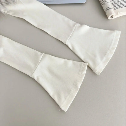 Gyaru Korean Fashion Clothing Autumn and Winter Women's Shoujo Y2k Coquette T-Shirt Slant Neck T-Shirt Long Sleeve Cropped Top SS69