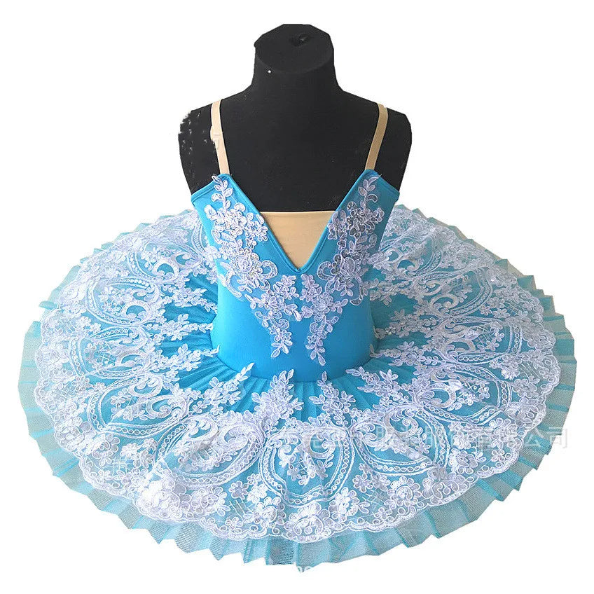XiuLou Professional Ballet Tutu Dress for Girls, Polyester Applique Costume