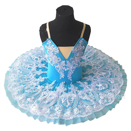 XiuLou Professional Ballet Tutu Dress for Girls, Polyester Applique Costume