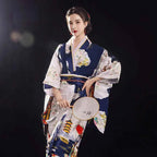Burgundy Traditional Japanese Yukata Kimono Dress for Women Haori Floral  Cosplay Costumes Asian Long Robes Pajamas Clothing