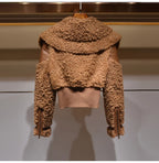 Lautaro Winter Warm Thick Patchwork Faux Fur Coat Women Long Sleeve Zipper Turndown Collar Stylish Fluffy Jacket Fashion 2021