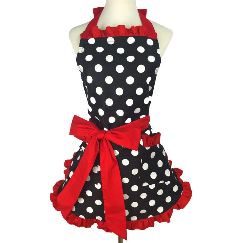 SS69 Cotton Princess Apron for Women, Oilproof Kitchen Cooking Waist Apron