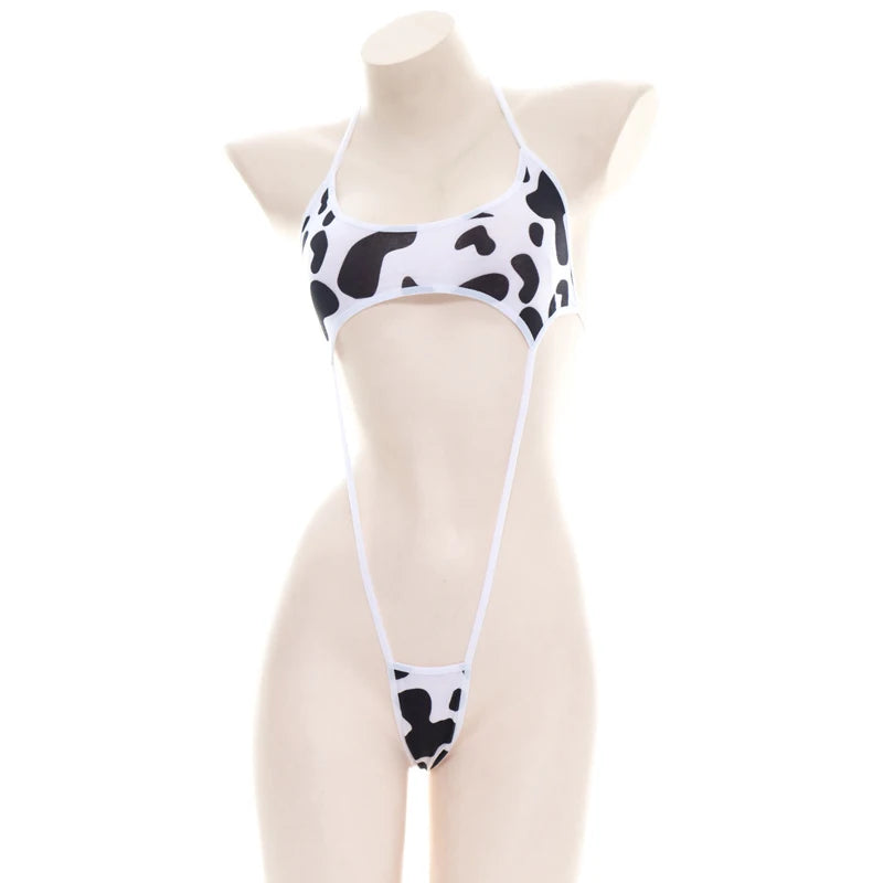 AniLV Cow Print Bikini Set with Maid Apron