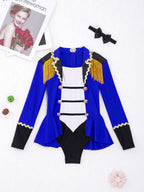 Girls Circus Ringmaster Jumpsuit Long Sleeve Patchwork Costume
