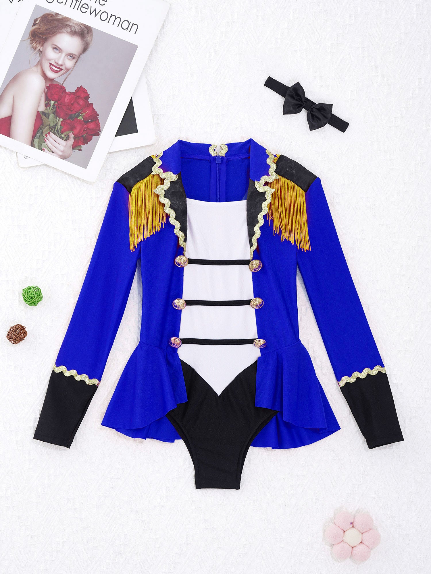 Girls Circus Ringmaster Jumpsuit Long Sleeve Patchwork Costume