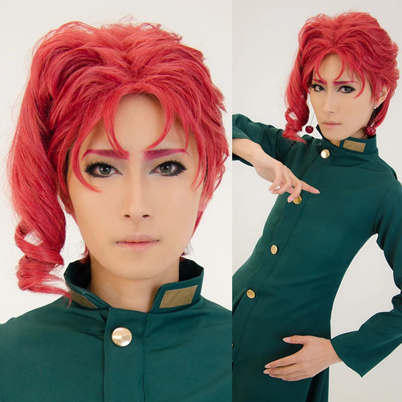 SBluuCosplay Anime Noriaki Kakyoin Cosplay Costume Dark Green Uniform Outfit Halloween Party Costume Upgrade Version