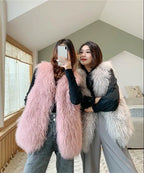 Real Mongolia Sheep Fur Vest - Natural Long Fur Gilet