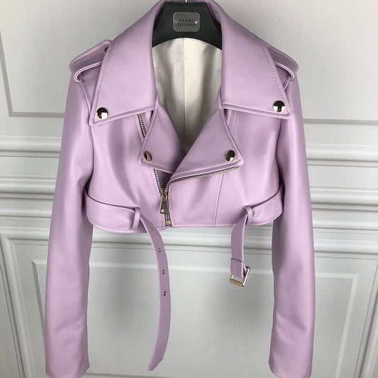 Real Leather Jacket 2022 Autumn Ladies Colorful Genuine Leather Top Short