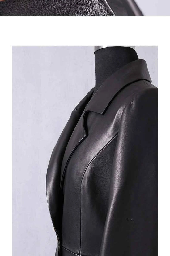 Lautaro Autumn Long Skirted Red Black Faux Leather Trench Coat for Women Double Breasted Elegant Luxury Fashion 4xl 5xl 6xl 7xl