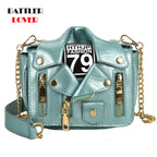 European Brand Design Chain Motorcycle Bags Women Clothing Shoulder Rivet Zipper Jacket Bag Messenger Bag Women Leather Handbags