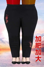 Extra Large Size XL-8XL Middle-aged Women Trousers Autumn New High Waist Elastic Casual Pants Winter Thick Velvet Warm Pants 282