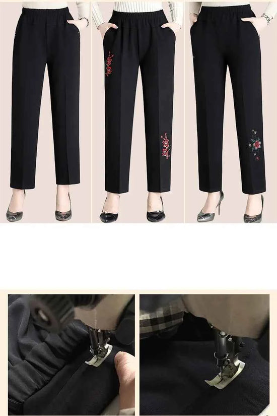 Extra Large Size XL-8XL Middle-aged Women Trousers Autumn New High Waist Elastic Casual Pants Winter Thick Velvet Warm Pants 282