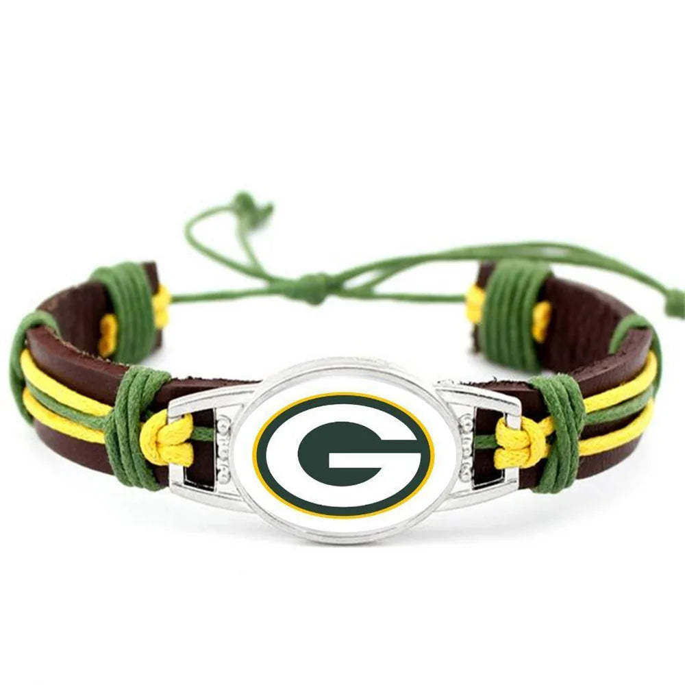 NFL Leather Charm Bracelet with Vintage Butterfly & Pearl Accents