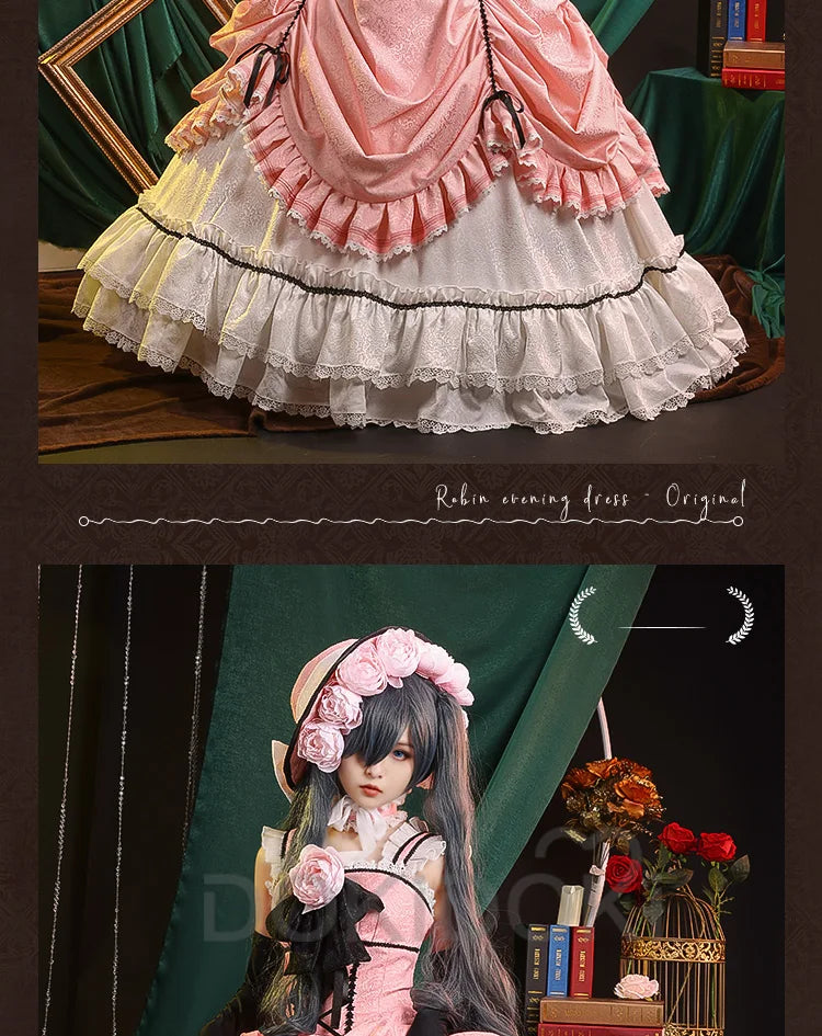 DokiDoki Ciel Phantomhive Cosplay Evening Dress Bustle Costume