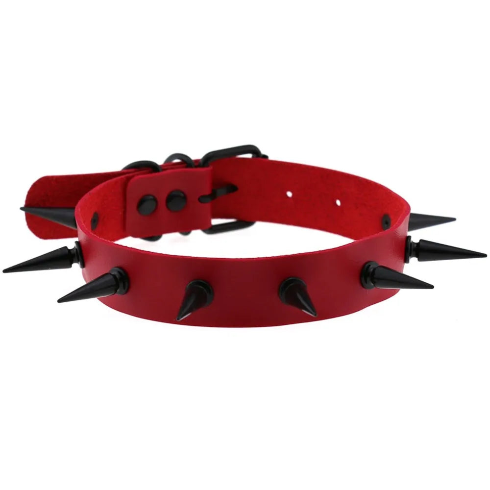 Punk Black Metal Tassel Red Choker Necklace Sexy Spiked Neck Strap Clavicle Collar Men Necklaces Hollween Women Y2K Jeweley Gift SS69