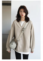 CHIC VEN Korean Autumn Winter Women's Sports Coat Casual Loose V-neck Sweatshirt for Women Thick Warm Tops Office Lady Female