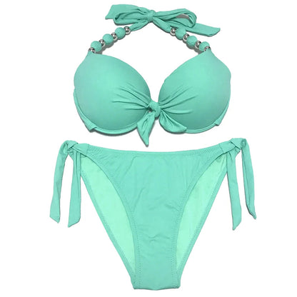 EONAR Women Bikini Offer Combined Size Swimsuit Push Up Bikini Sets Brazilian Bathing Suits Plus Size Swimwear Female XXL SS69 31.69 Light green / S