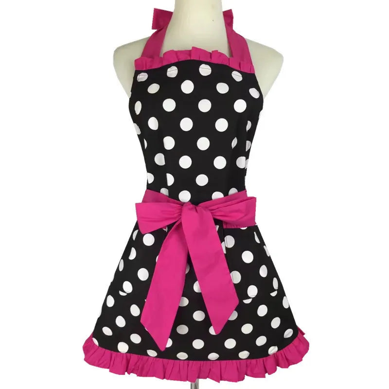 SS69 Cotton Princess Apron for Women, Oilproof Kitchen Cooking Waist Apron