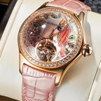 Reef Tiger/RT Womens Luxury Fashion Watches Diamond Automatic Tourbillon Watch Leather Strap Watch Relogio Feminino RGA7105 SS69