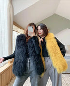Real Mongolia Sheep Fur Vest - Natural Long Fur Gilet