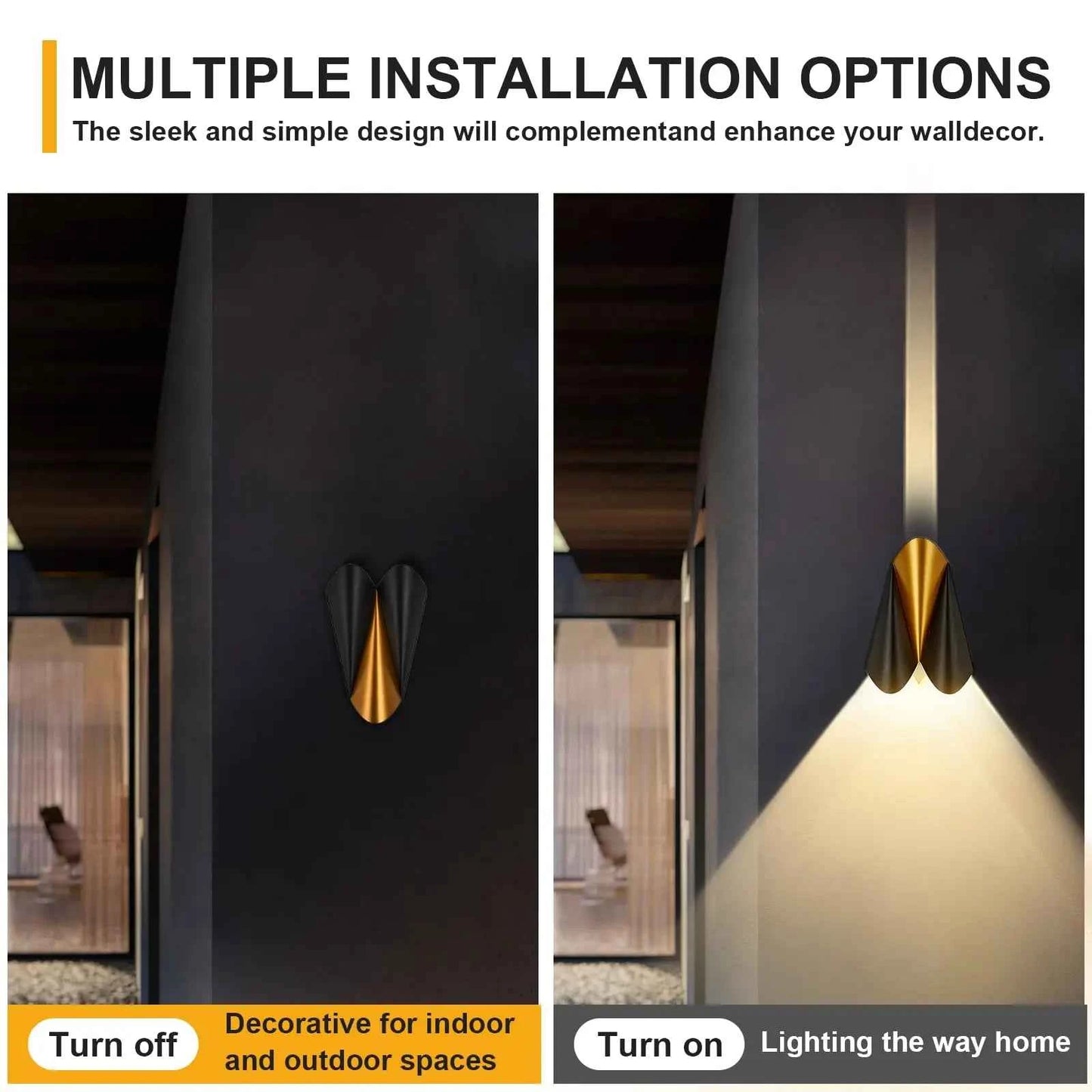 Modern Black Outdoor Wall Lights, 3000K up Down Patio Porch Lights Wall Mount Outdoor Sconces for House Yard Hallway