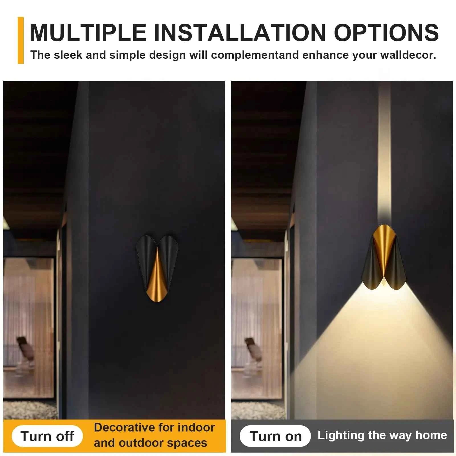 Modern Black Outdoor Wall Lights, 3000K up Down Patio Porch Lights Wall Mount Outdoor Sconces for House Yard Hallway