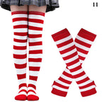 Gothic Striped Over Knee Socks & Arm Warmer Set