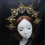 Baroque Gold Halo Headband Tiara - Lolita Vintage Goddess Style