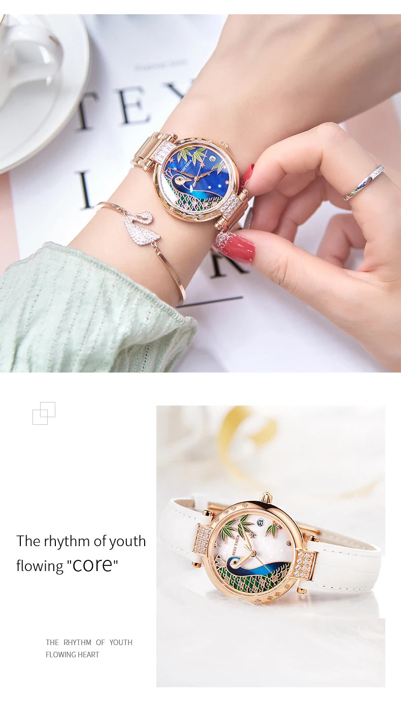 2020 New Reef Tiger/RT Top Brand Elegant Automatic Womens Watch Date Rose Gold Bracelet Watches RGA1587 SS69