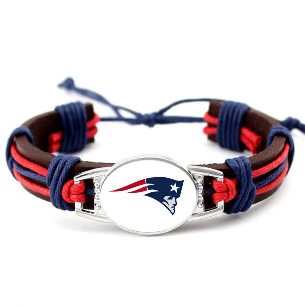 NFL Leather Charm Bracelet with Vintage Butterfly & Pearl Accents