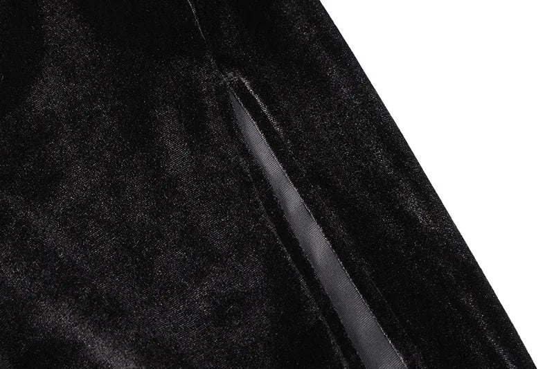 2022 Autumn Winter Women Solid Velvet Long Sleeve Ruched Midi Dress Side Slit Bodycon Sexy Streetwear Party Elegant Club SS69