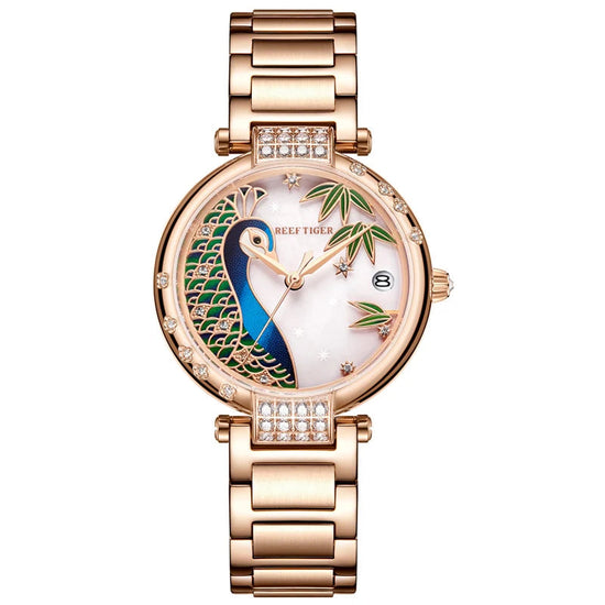 2020 New Reef Tiger/RT Top Brand Elegant Automatic Womens Watch Date Rose Gold Bracelet Watches RGA1587 SS69