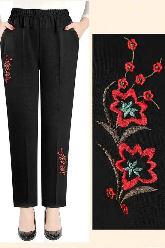 Extra Large Size XL-8XL Middle-aged Women Trousers Autumn New High Waist Elastic Casual Pants Winter Thick Velvet Warm Pants 282