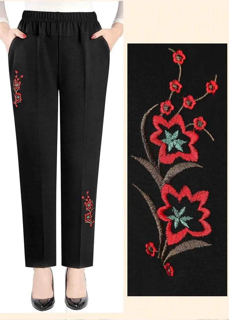 Extra Large Size XL-8XL Middle-aged Women Trousers Autumn New High Waist Elastic Casual Pants Winter Thick Velvet Warm Pants 282