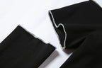 Patchwork Black T-shirts Gothic One Shoulder Sleeve Y2k Crop Tops Ruffles Hem Hip Hop Techwear Women Tees - SS69